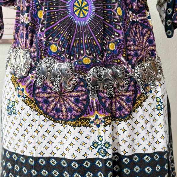 Vintage 90s Y2k Silver Tone Elephant Adj. Chain Belt Boho Hippie Artsy Bohemian main image 5